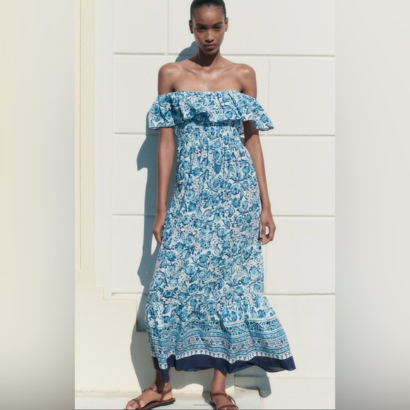 ZARA FLORAL PRINT OFF THE SHOULDER - Picture 6 of 11